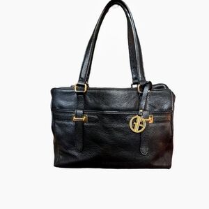 Gianni Bernini Bridal Pebbled Blk Leather tote, over shoulder, or crossbody.